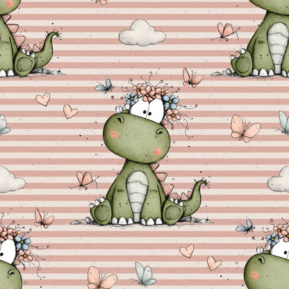 Stoff VB little Flower Dino