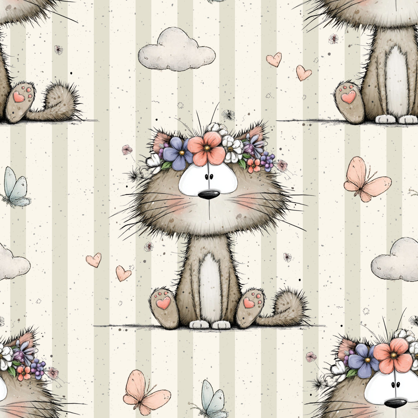 Stoff VB little Flower Kitty