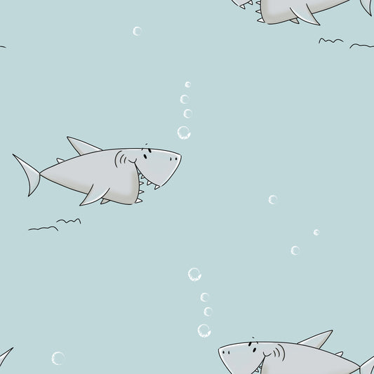 Stoff VB little Shark hellblau