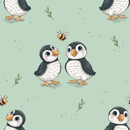 Stoff VB Bienen Puffins Türkis