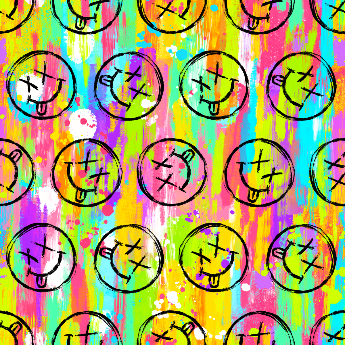 Stoff VB Rainbow Smileys