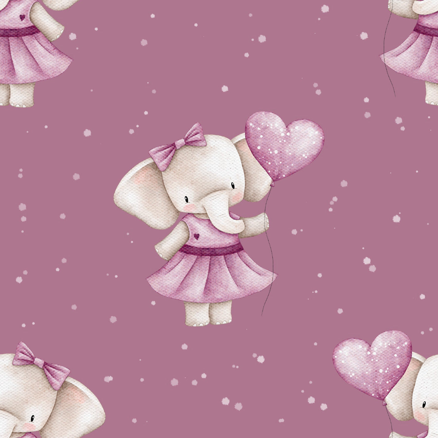 schöneer Stof mit kleinen Elefanten Babys in Rosa