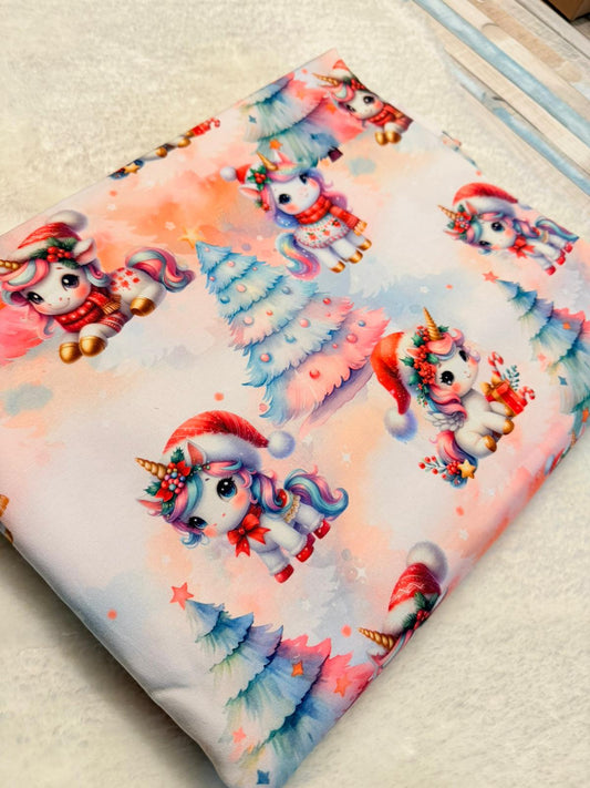 Rest Stoff Sweat VB Unicorns Winterzauber