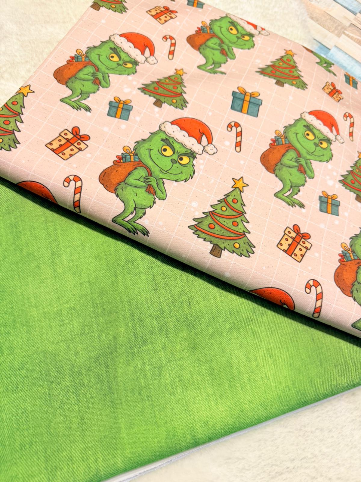 Rest Stoff Jersey VB WeihnachtsGrinch 110 cm