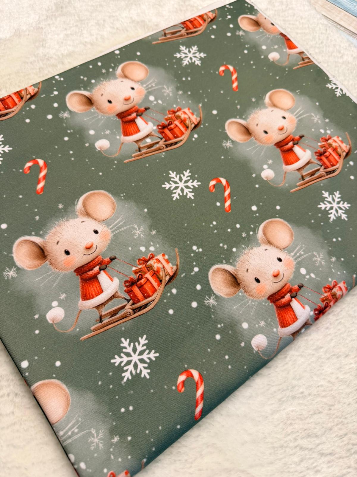 Rest Stoff Jersey VB Weihnachtsmaus 100 cm