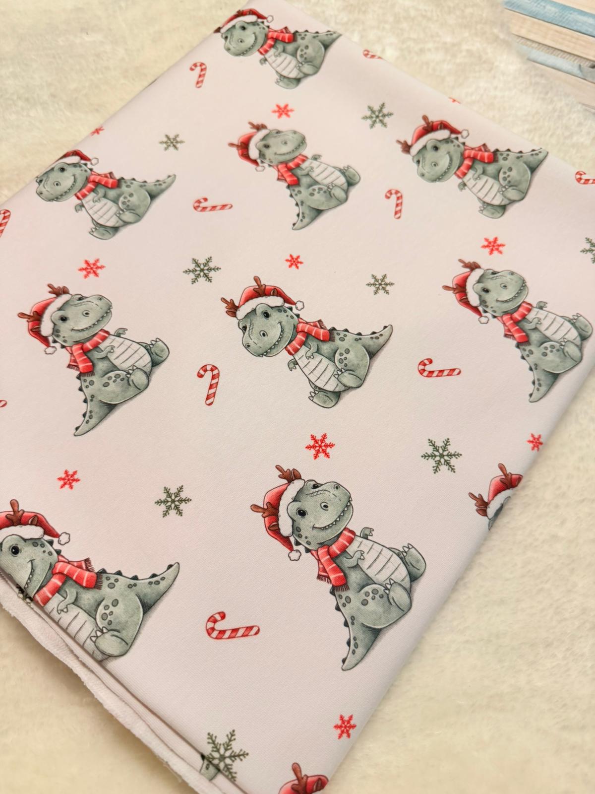 Rest Stoff Sweat VB kleiner Weihnachts Dino 90 cm