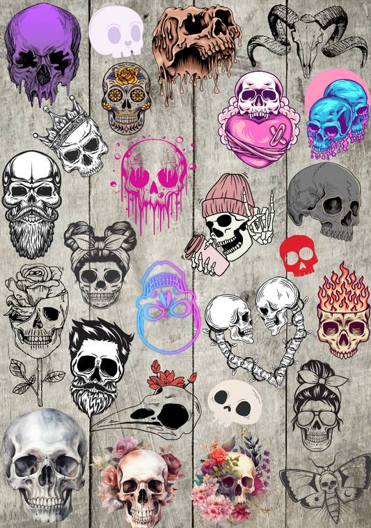 mini Bügelbild Bogen mit Totenkopf Abbildungen