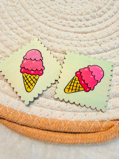 tolles XXL Weblabel zum Aufbügeln mit einer leckeren Eiswaffel abgebildet