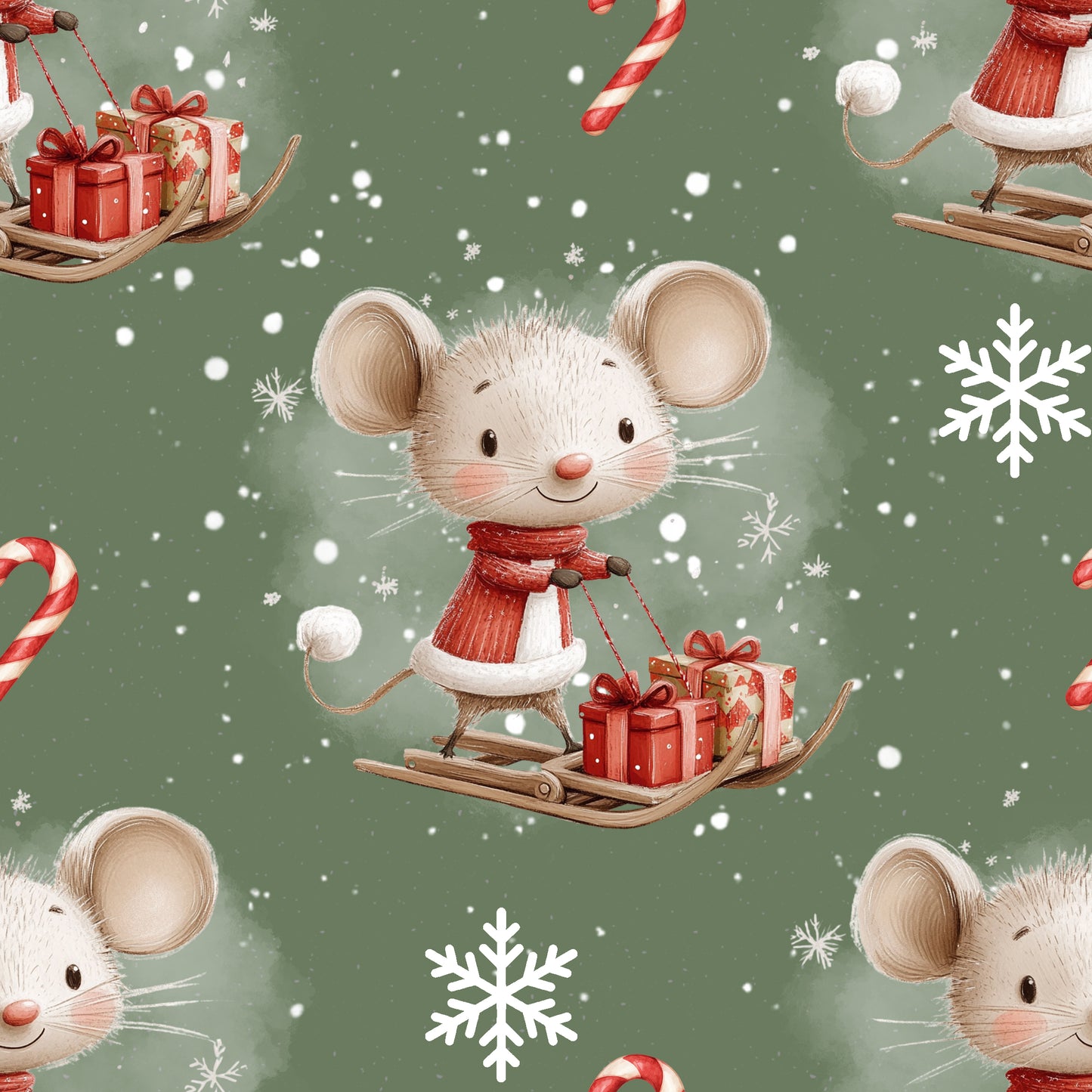 Rest Stoff Jersey VB Weihnachtsmaus 100 cm