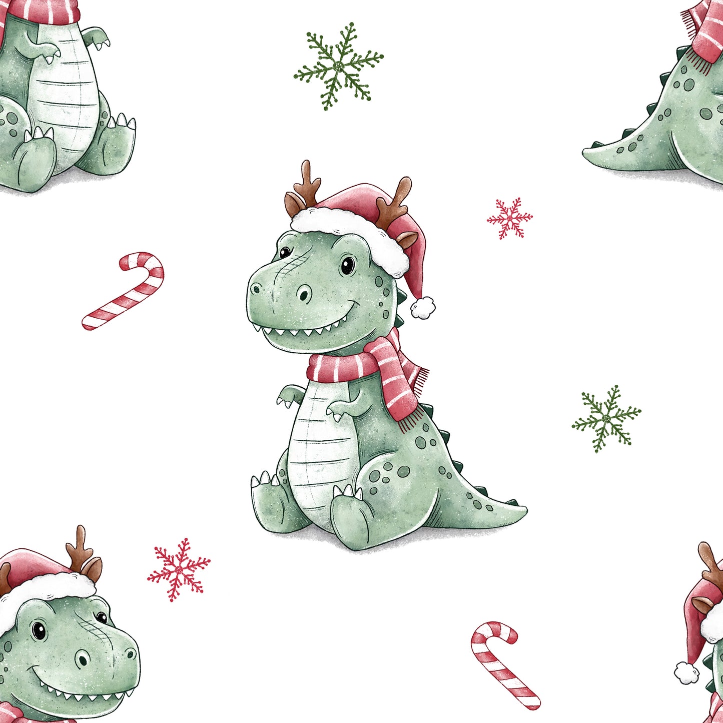 Rest Stoff Sweat VB kleiner Weihnachts Dino 90 cm
