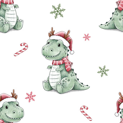 Rest Stoff Sweat VB kleiner Weihnachts Dino 90 cm